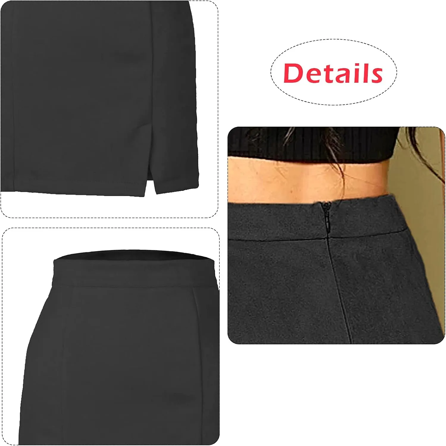 Aivtalk Women's Faux Leather Leopard Skirt Split A Line Bodycon Mini Pencil Skirt