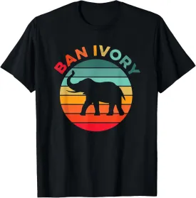 Ban Ivory Save Elephant Tusks Animal Wildlife Conservation T-Shirt