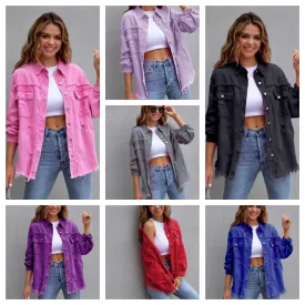 Clara Distressed Denim Jacket - 7 Colors