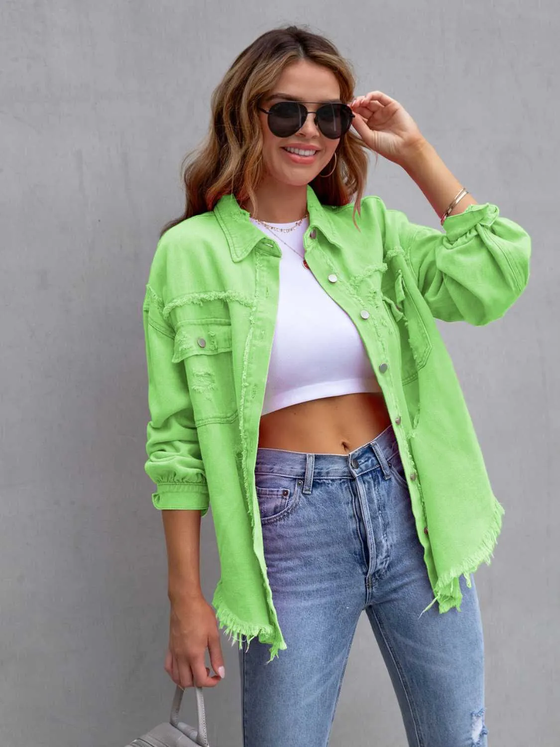 Clara Distressed Denim Jacket - 7 Colors