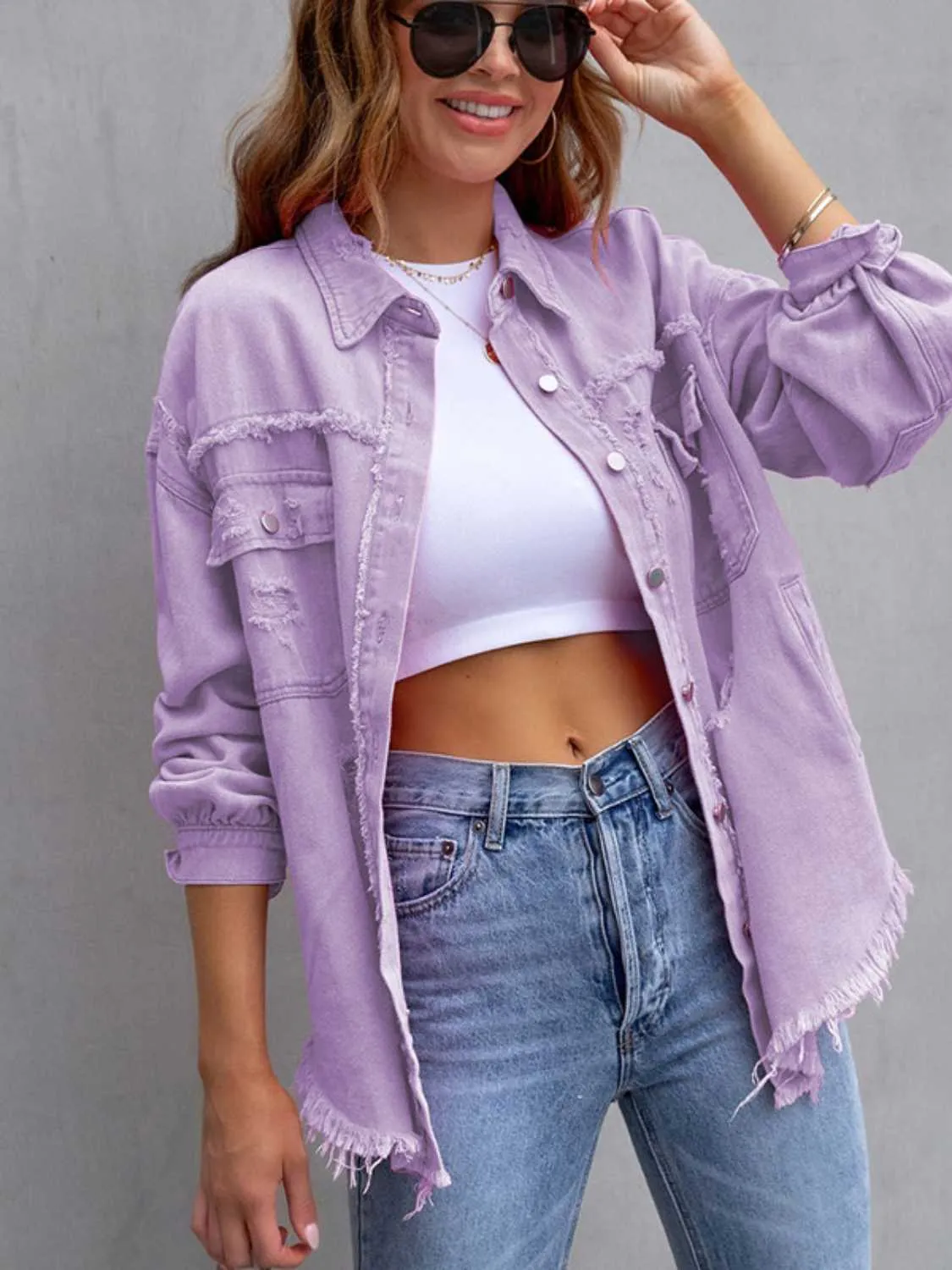 Clara Distressed Denim Jacket - 7 Colors