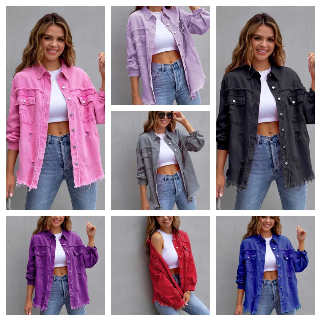 Clara Distressed Denim Jacket - 7 Colors