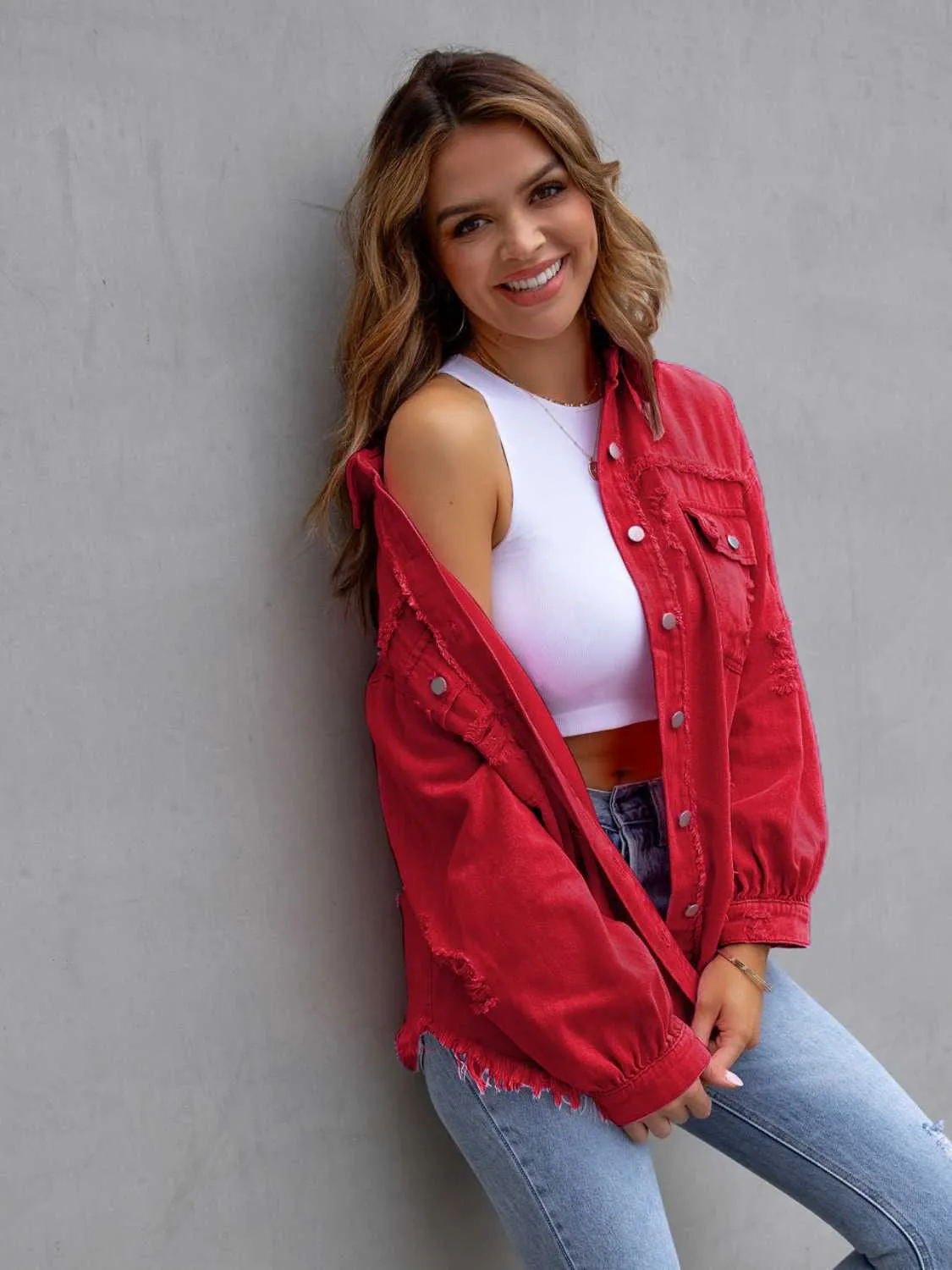 Clara Distressed Denim Jacket - 7 Colors