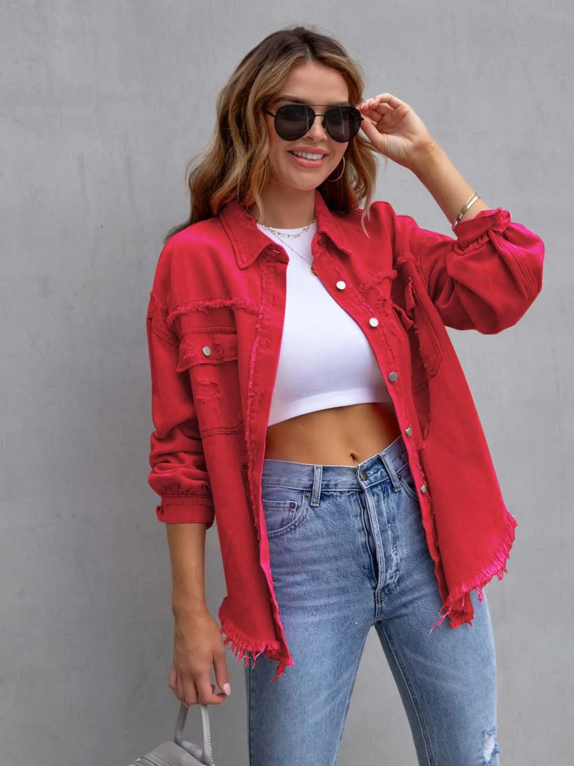 Clara Distressed Denim Jacket - 7 Colors
