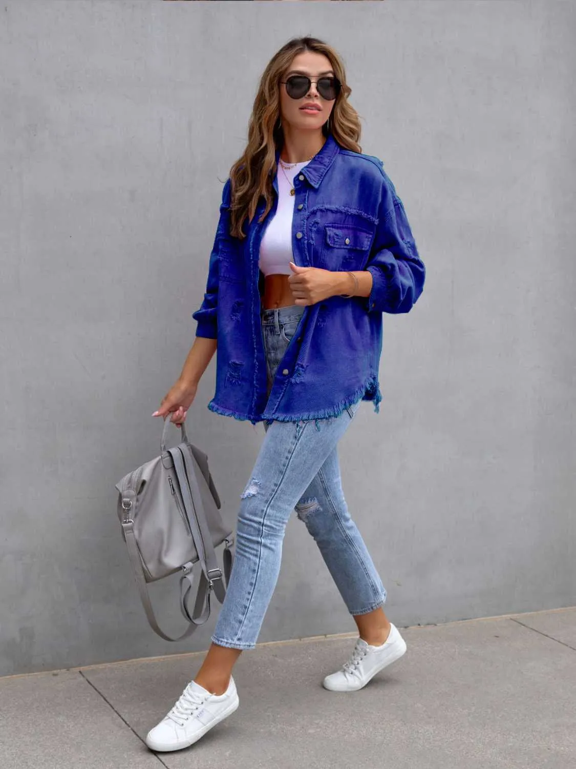 Clara Distressed Denim Jacket - 7 Colors