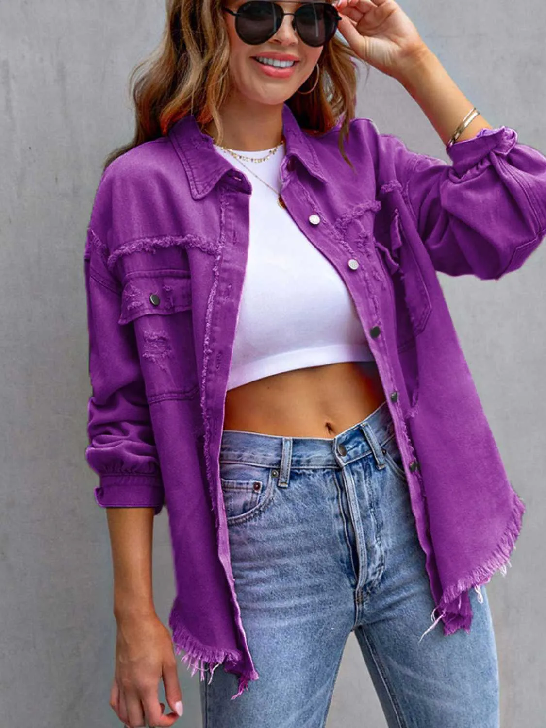 Clara Distressed Denim Jacket - 7 Colors