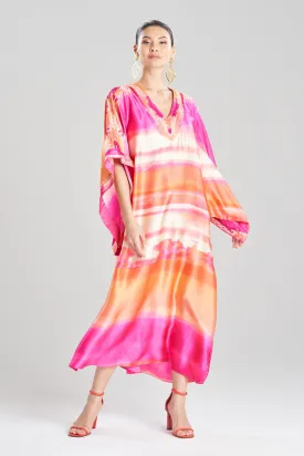 Couture Minako Embroidered  Drop Sleeve Silk Caftan