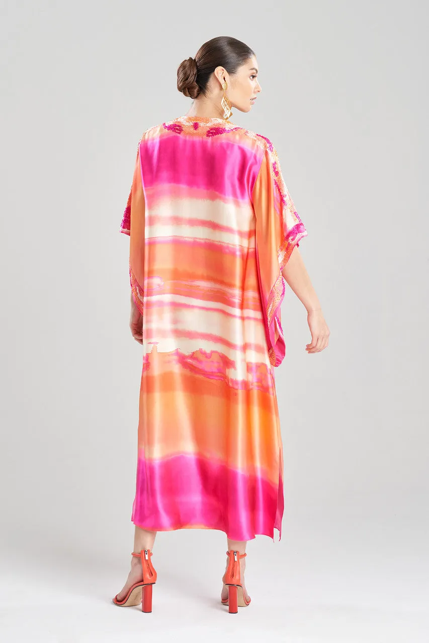 Couture Minako Embroidered  Drop Sleeve Silk Caftan