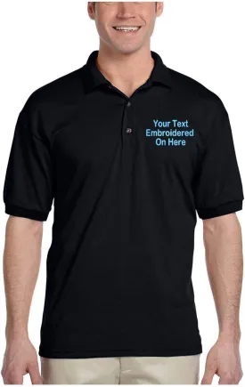 Custom Text Embroidered Jersey Polo, Dry Blend Polo Shirt