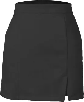 Daysskk High Waisted Skirts for Women Faux Suede Side Split Mini Skirt