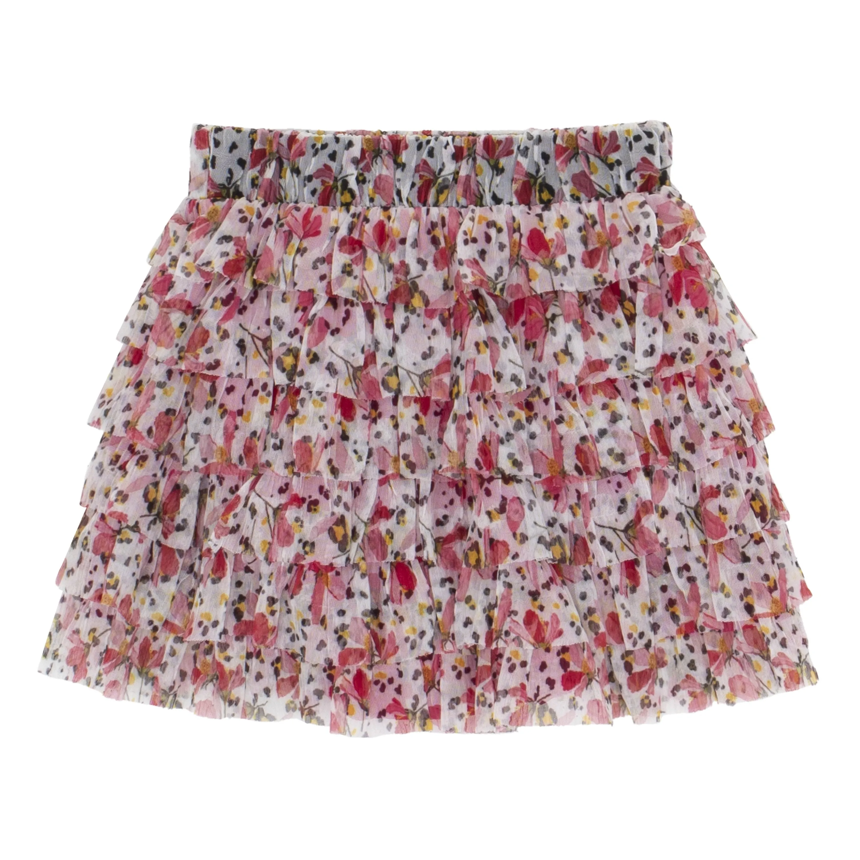 Floral Mesh Tiered Skirt
