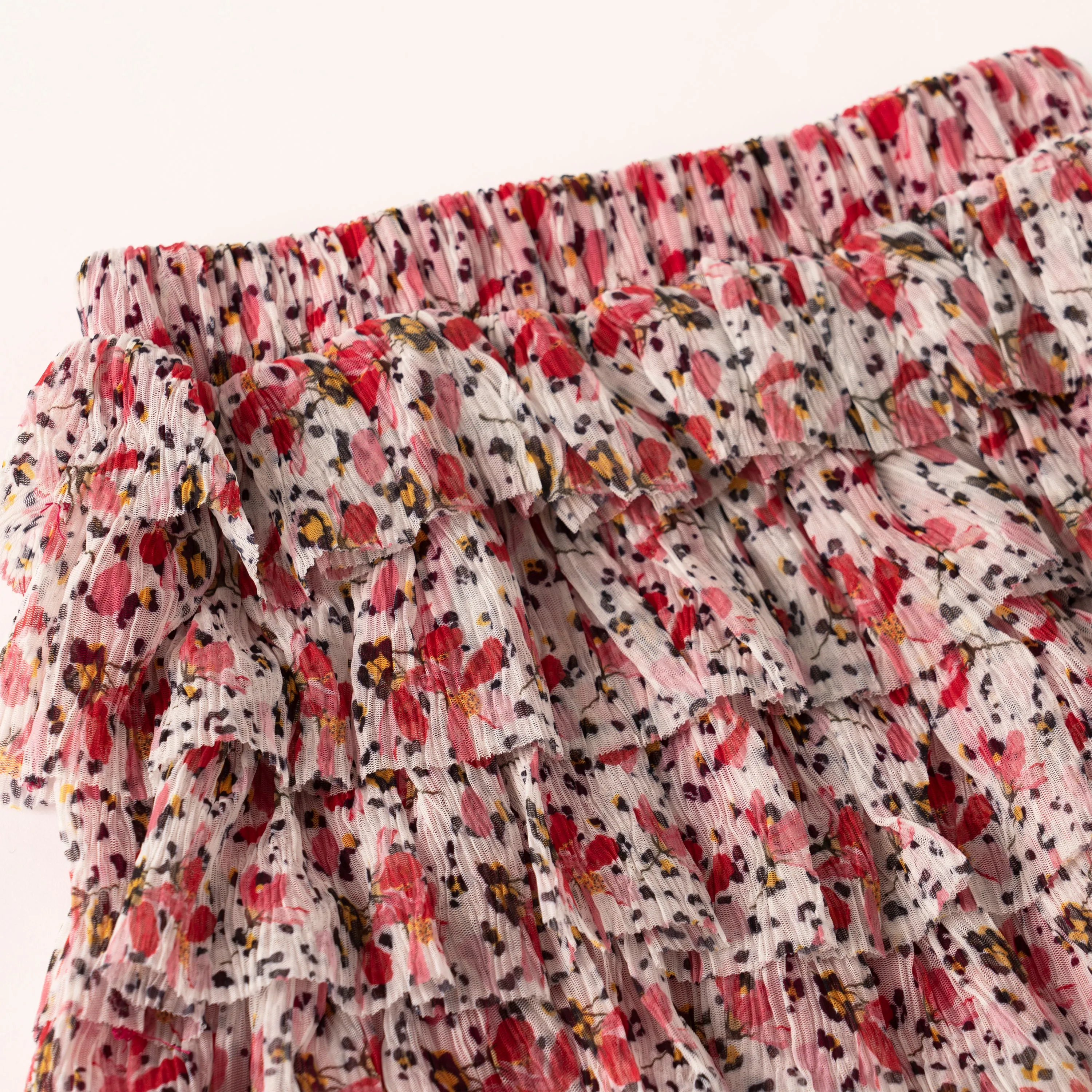 Floral Mesh Tiered Skirt