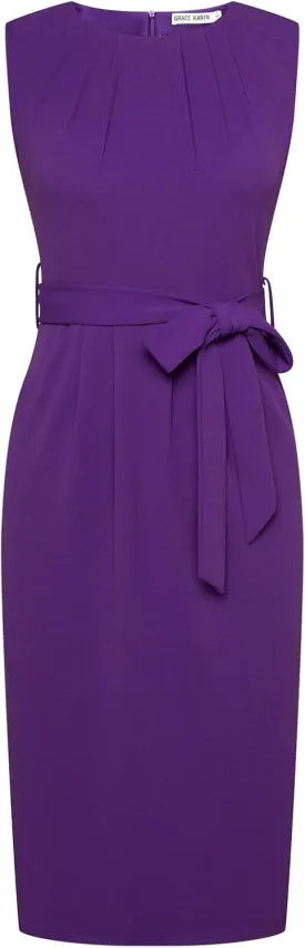 GRACE KARIN Women's Work Dress Sleeveless Crew Neck Bodycon Sheath Dress Zipper Up Office Business Dresses with Pockets