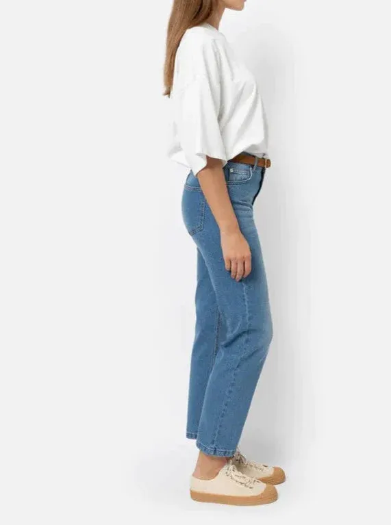 GWEN STRAIGHT DENIM PANTS | MID-BLUE