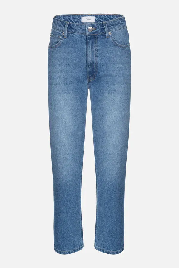 GWEN STRAIGHT DENIM PANTS | MID-BLUE