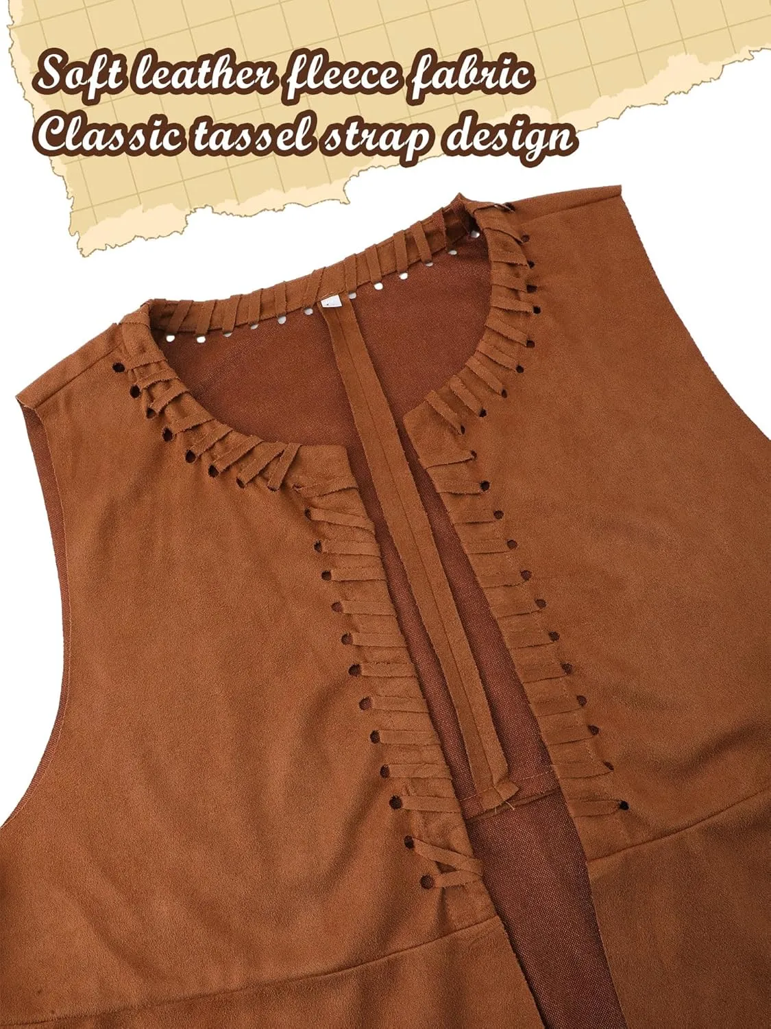 Hercicy Western Outfits for Women Cowgirl Tassel Sleeveless Vest Cowboy Hat Belt and Paisley Bandana for Halloween Dress Up