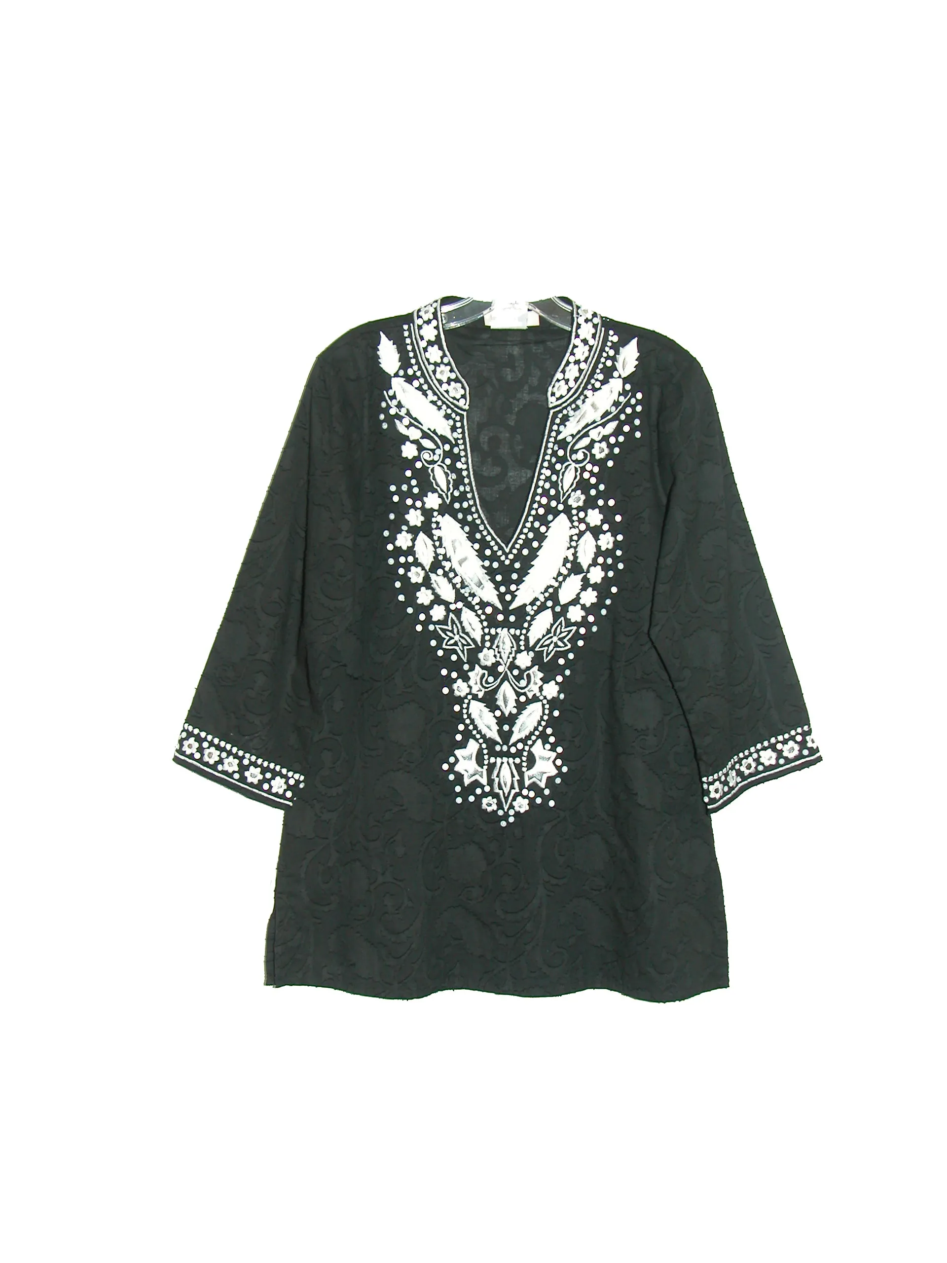 La Cera Embroidered and Beaded Jacquard Cotton Tunic