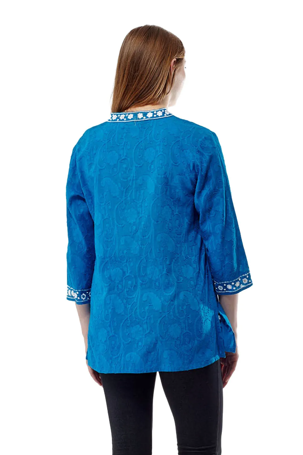 La Cera Embroidered and Beaded Jacquard Cotton Tunic