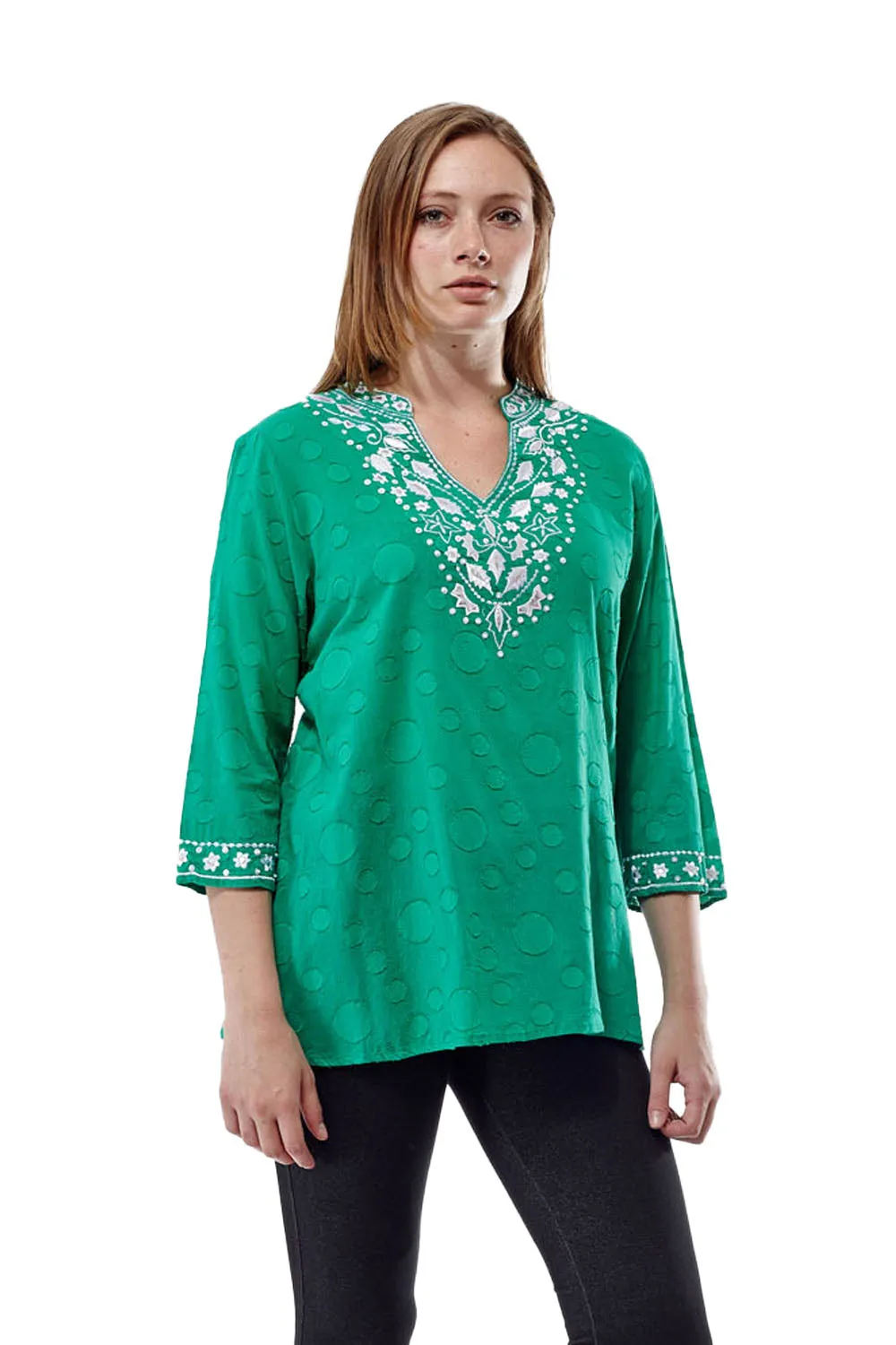 La Cera Embroidered and Beaded Jacquard Cotton Tunic
