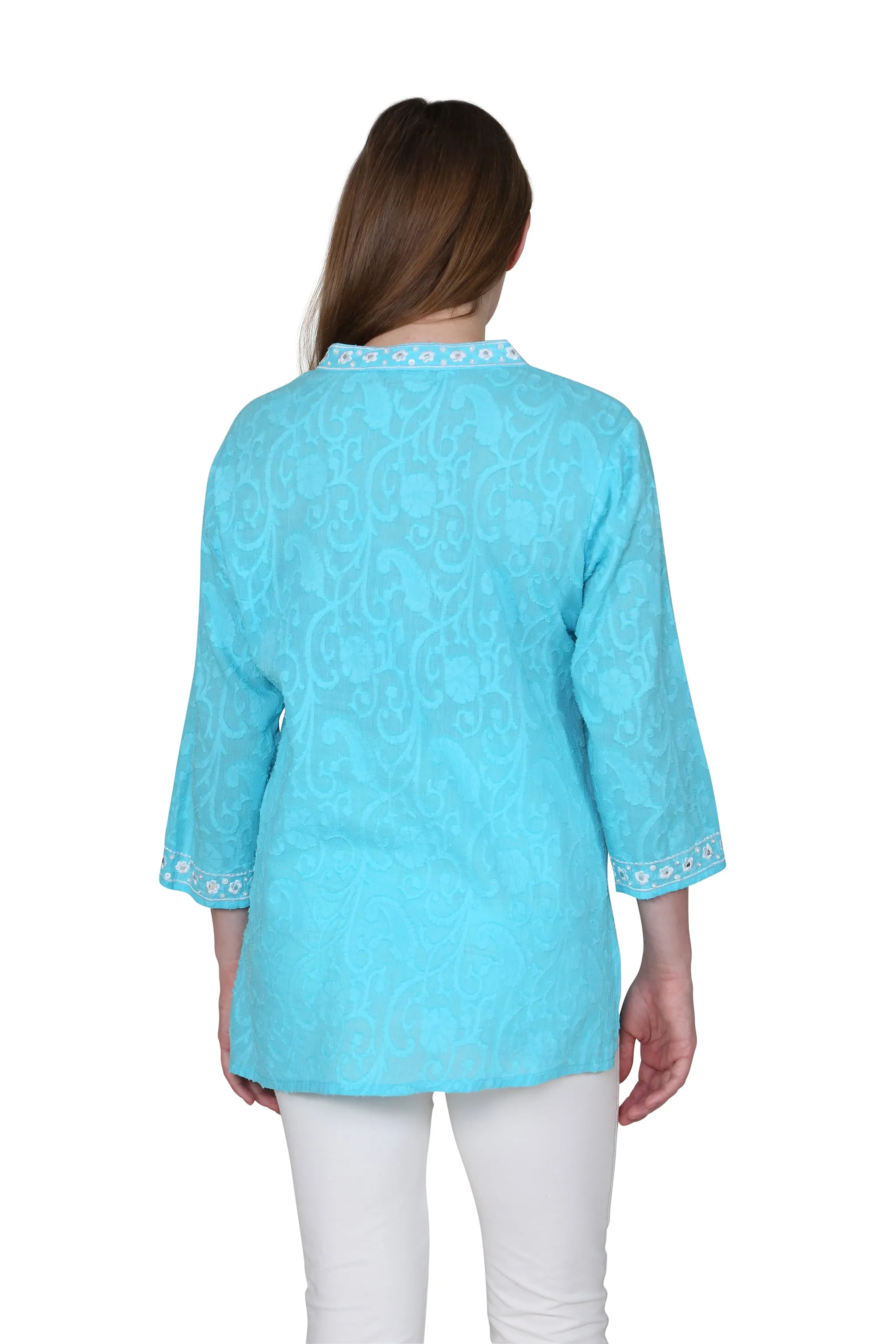 La Cera Embroidered and Beaded Jacquard Cotton Tunic
