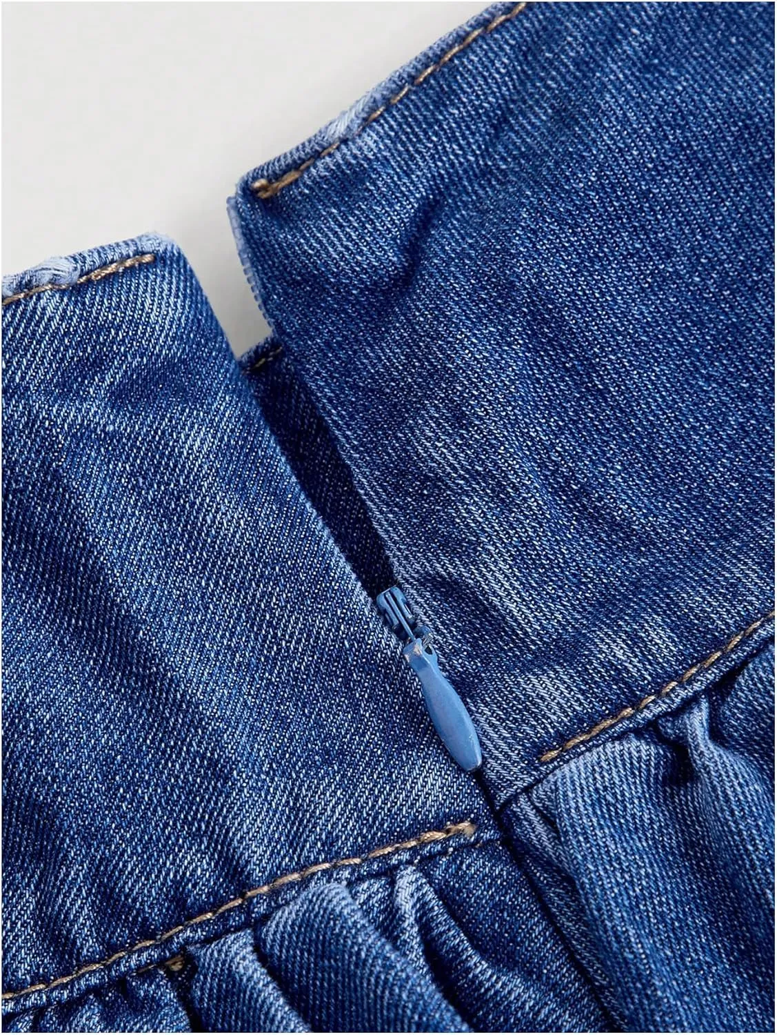 MakeMeChic Women's Denim Skirt Ruffled A Line Puffy Y2K Bubble Mini Skirts