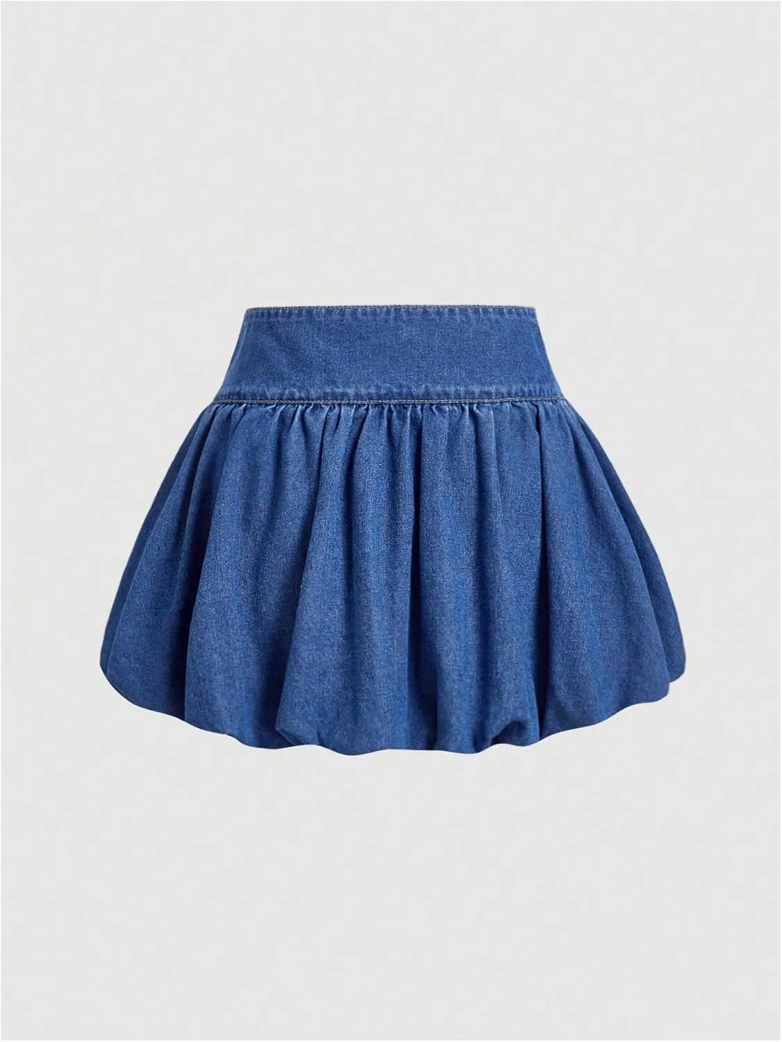 MakeMeChic Women's Denim Skirt Ruffled A Line Puffy Y2K Bubble Mini Skirts