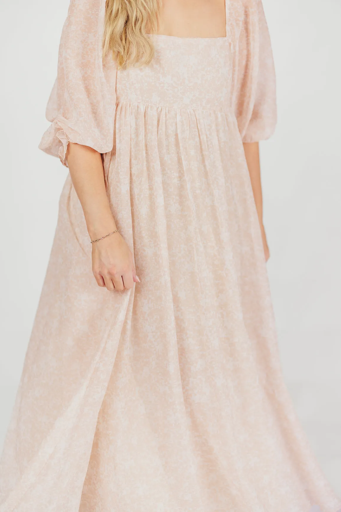 *New* Mona Maxi Dress with Smocking in Light Peach - Bump Friendly & Inclusive Sizing (S-3XL)