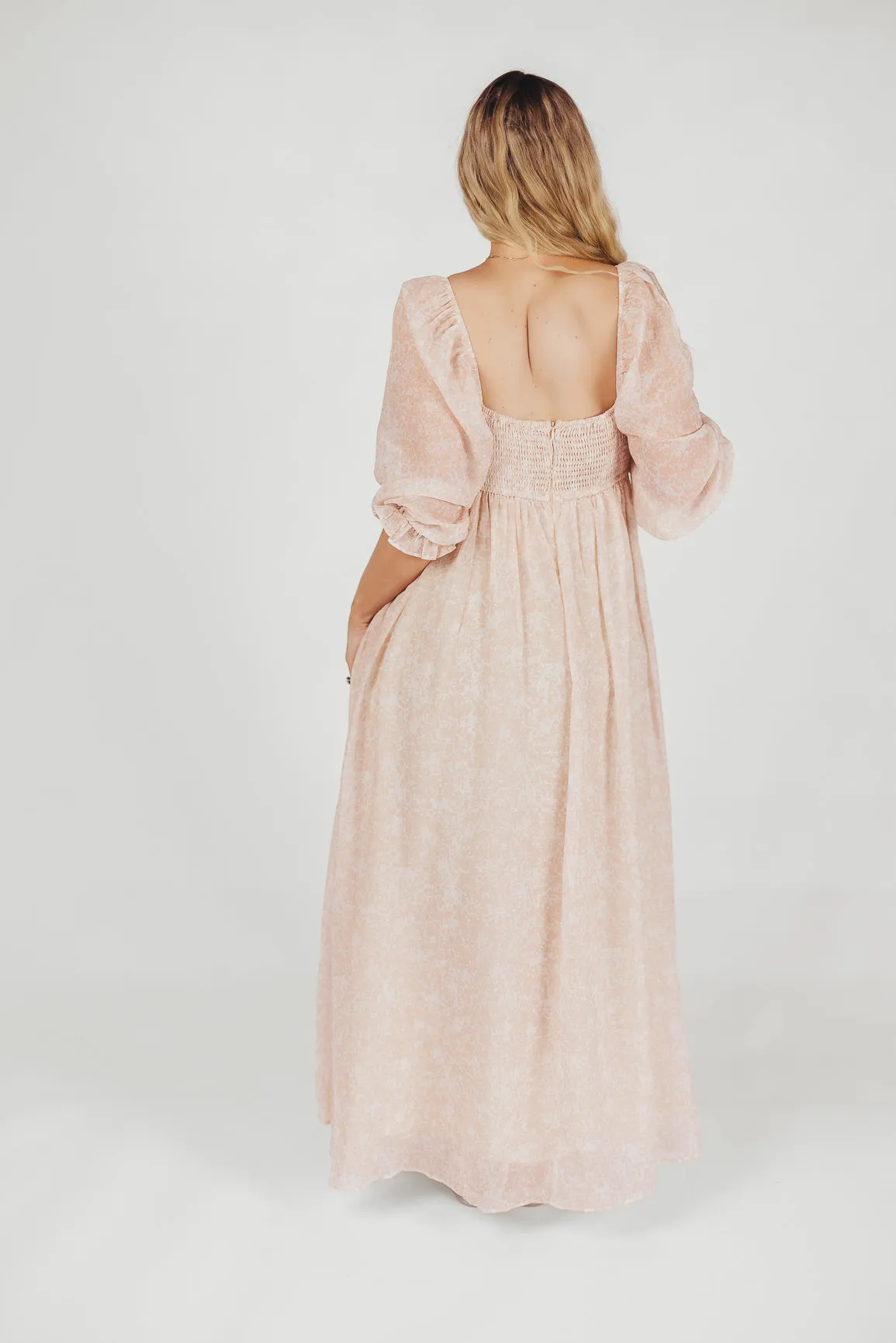 *New* Mona Maxi Dress with Smocking in Light Peach - Bump Friendly & Inclusive Sizing (S-3XL)