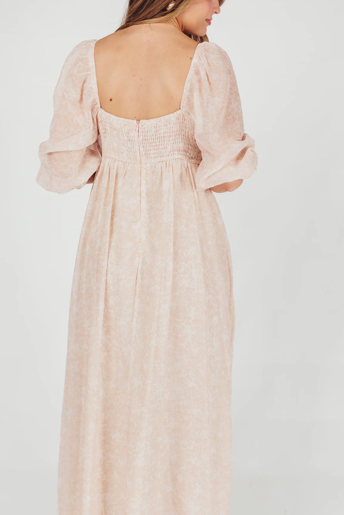 *New* Mona Maxi Dress with Smocking in Light Peach - Bump Friendly & Inclusive Sizing (S-3XL)