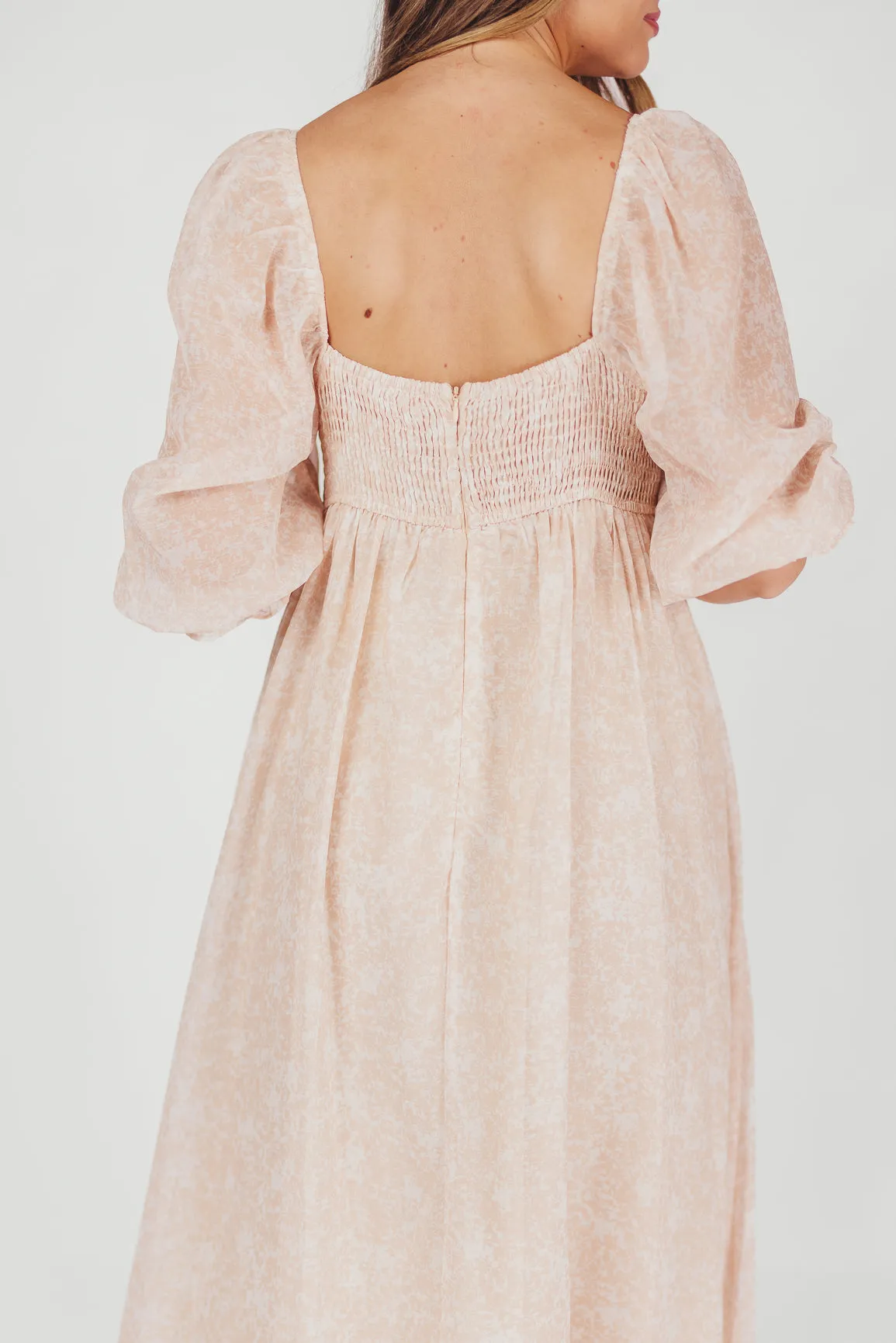 *New* Mona Maxi Dress with Smocking in Light Peach - Bump Friendly & Inclusive Sizing (S-3XL)
