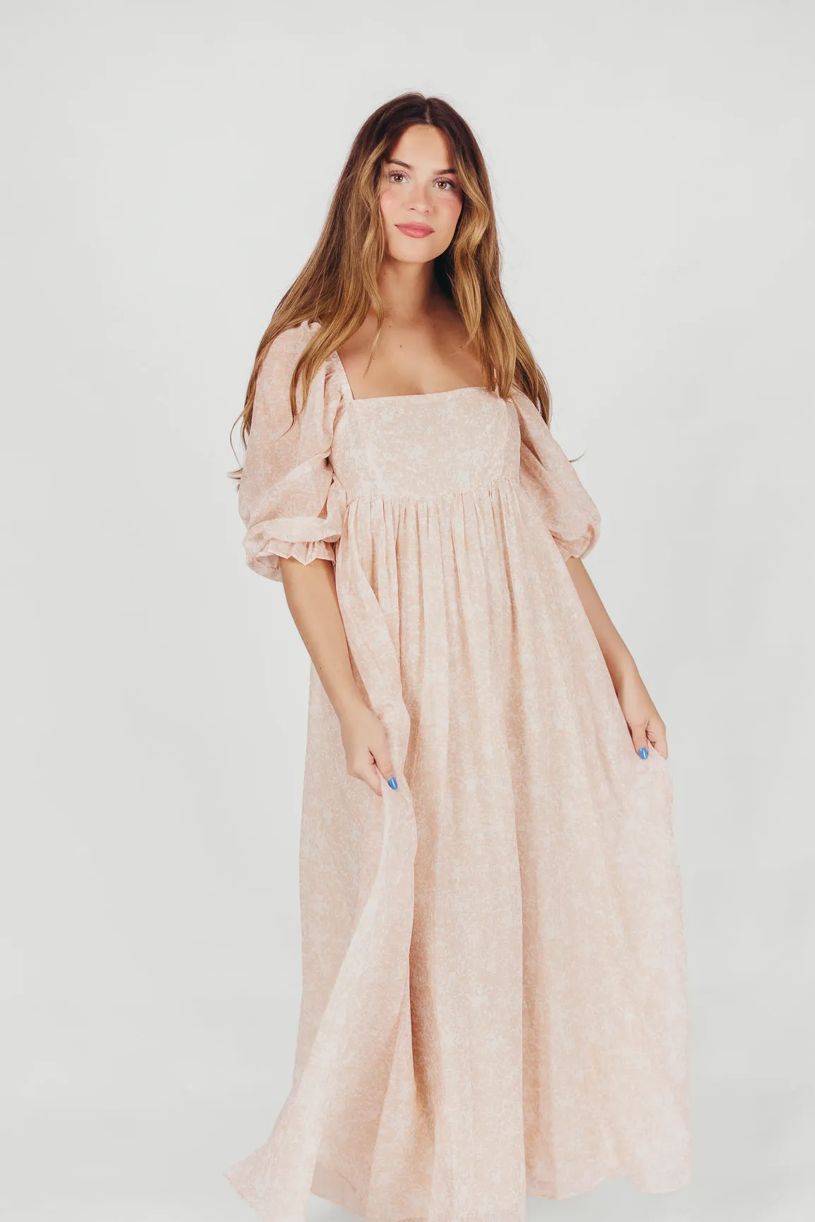 *New* Mona Maxi Dress with Smocking in Light Peach - Bump Friendly & Inclusive Sizing (S-3XL)