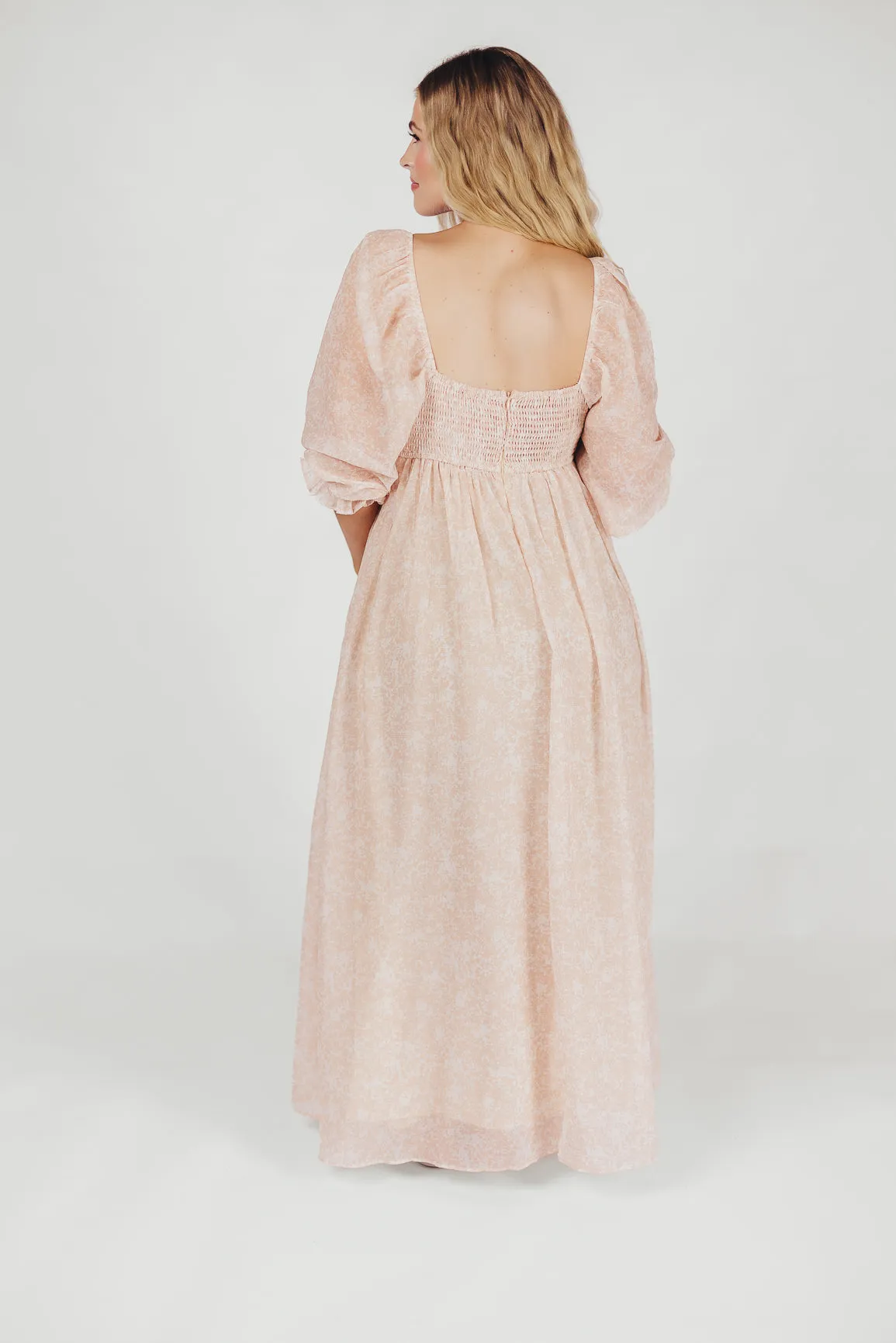 *New* Mona Maxi Dress with Smocking in Light Peach - Bump Friendly & Inclusive Sizing (S-3XL)