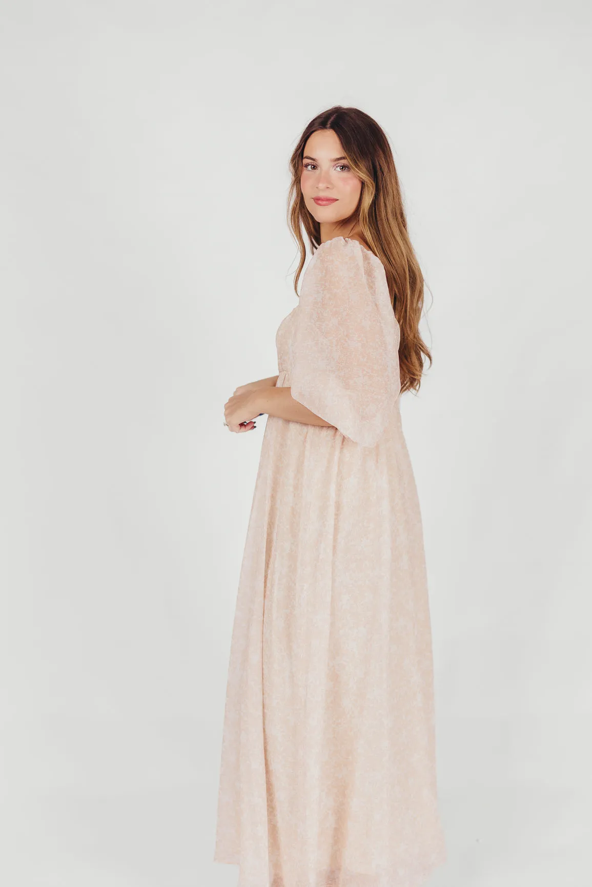 *New* Mona Maxi Dress with Smocking in Light Peach - Bump Friendly & Inclusive Sizing (S-3XL)