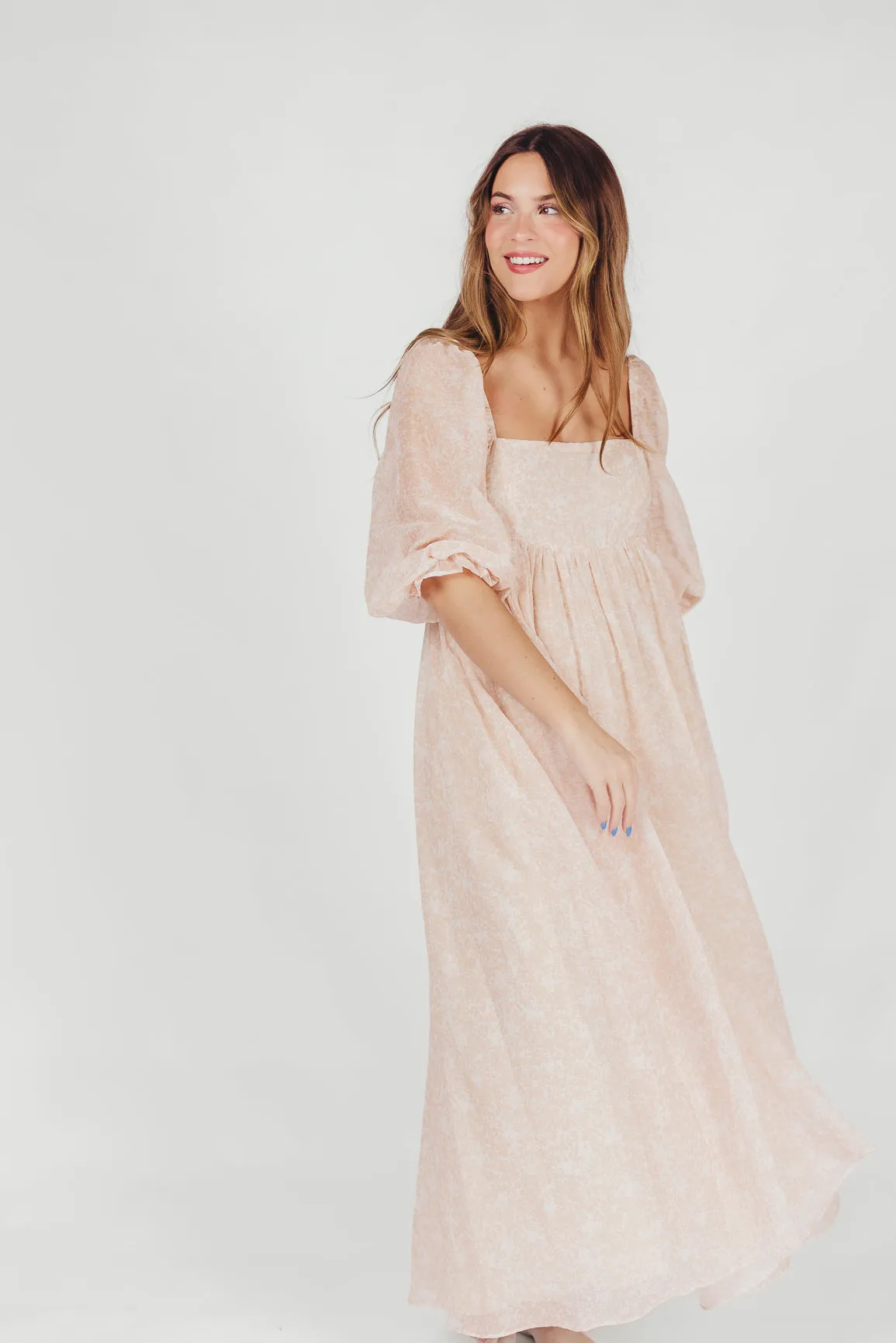*New* Mona Maxi Dress with Smocking in Light Peach - Bump Friendly & Inclusive Sizing (S-3XL)