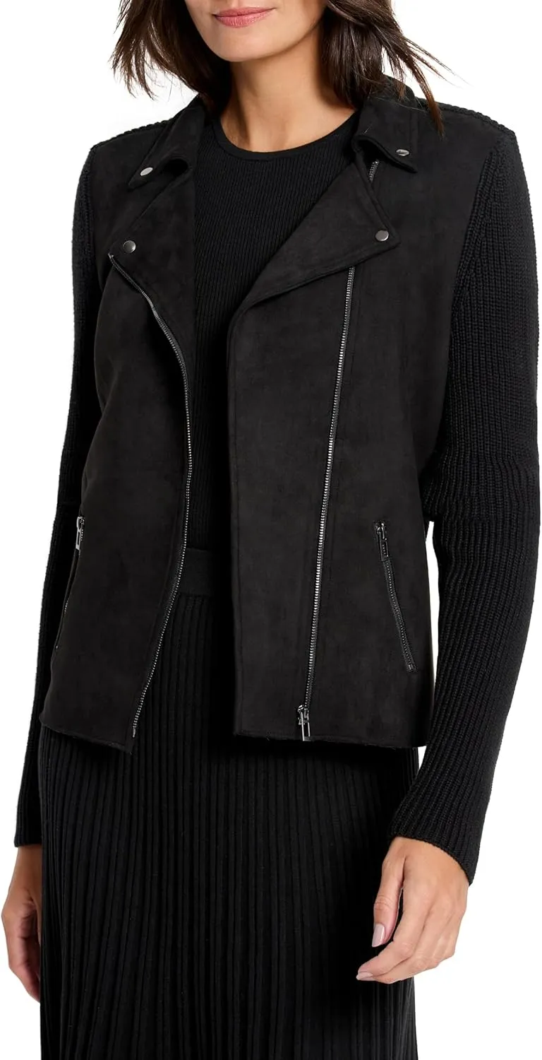 NIC ZOE Women's Mixed Media Moto Jacket
