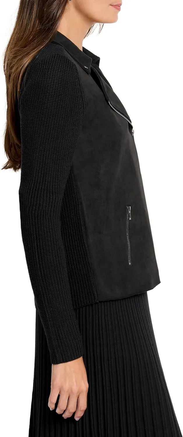 NIC ZOE Women's Mixed Media Moto Jacket