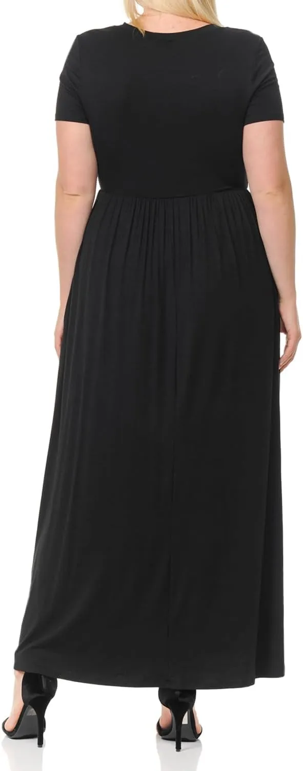 Pastel by Vivienne Women's Short Sleeve Maxi Dress with Pockets in Plus Size