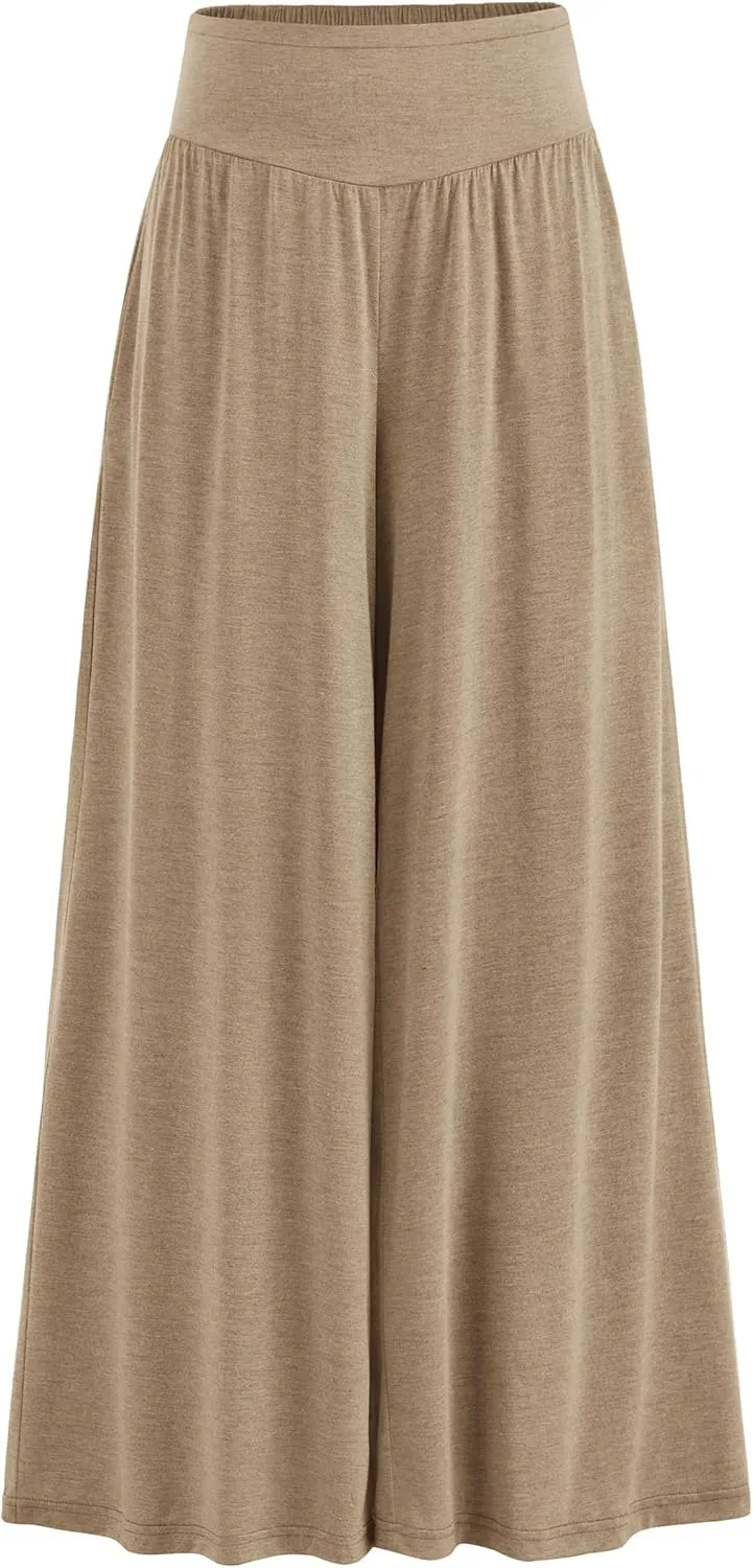 PRETTYGARDEN Women's Summer Wide Leg Trouser Pants Casual High Waisted Flowy Palazzo Lounge Pant with Pockets
