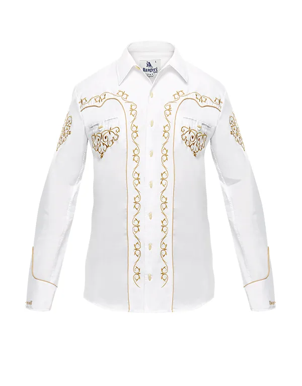Ranger's Usa Men's White Charra Vaquera Tarugos Shirt