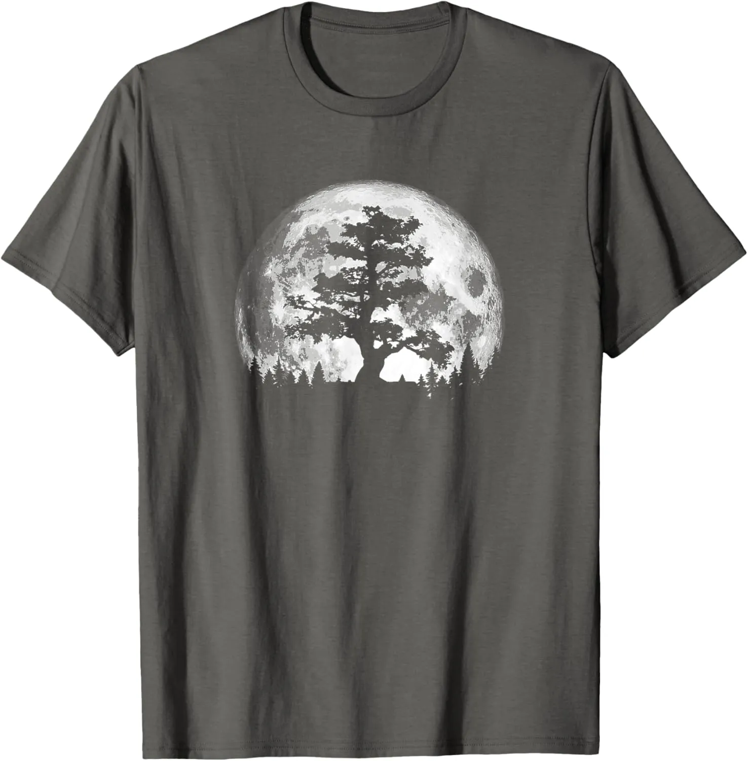 Retro Full Moon & Minimalist Pine Tree Vintage Graphic T-Shirt
