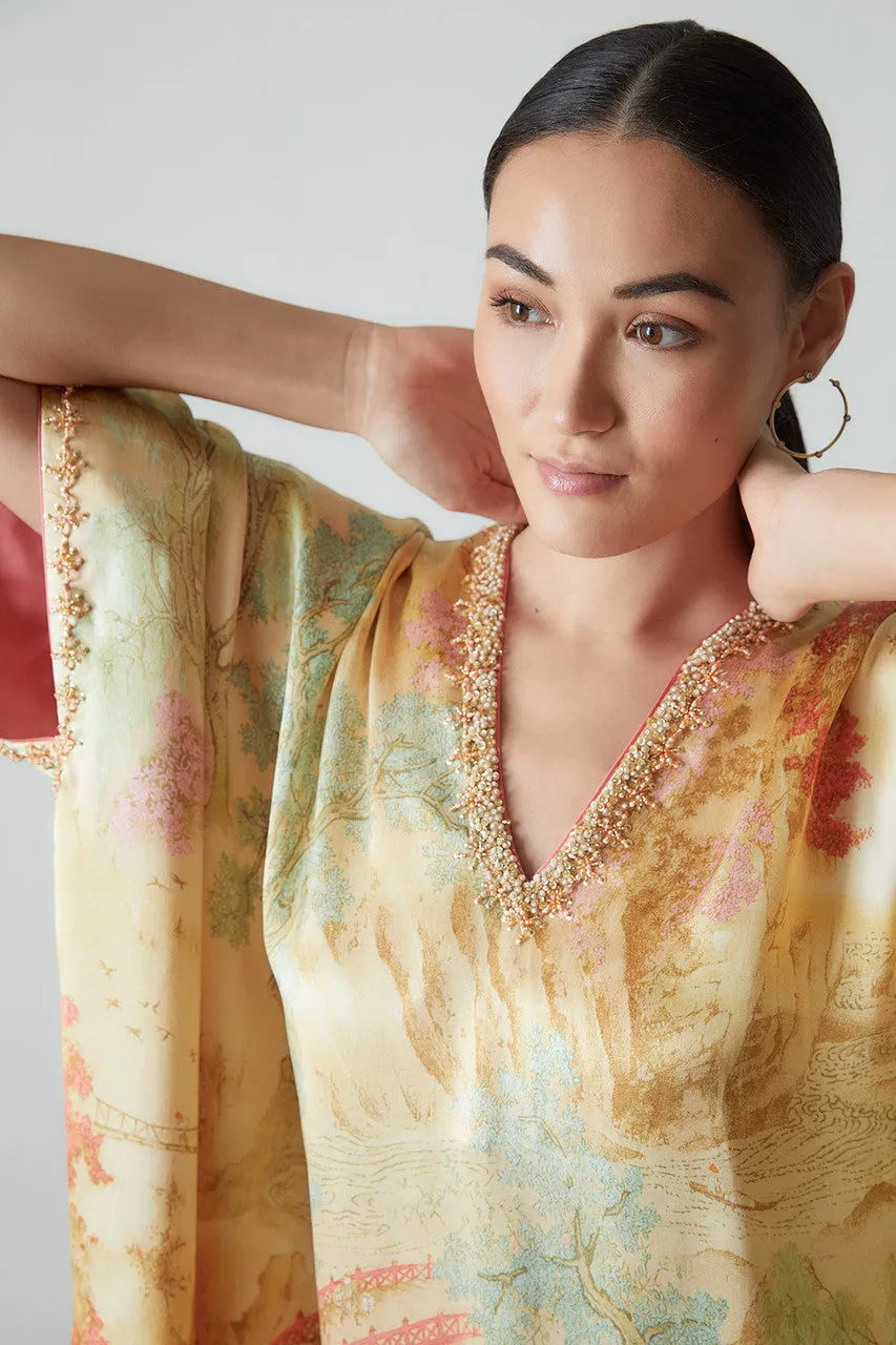 Sansui Beaded Silk Caftan