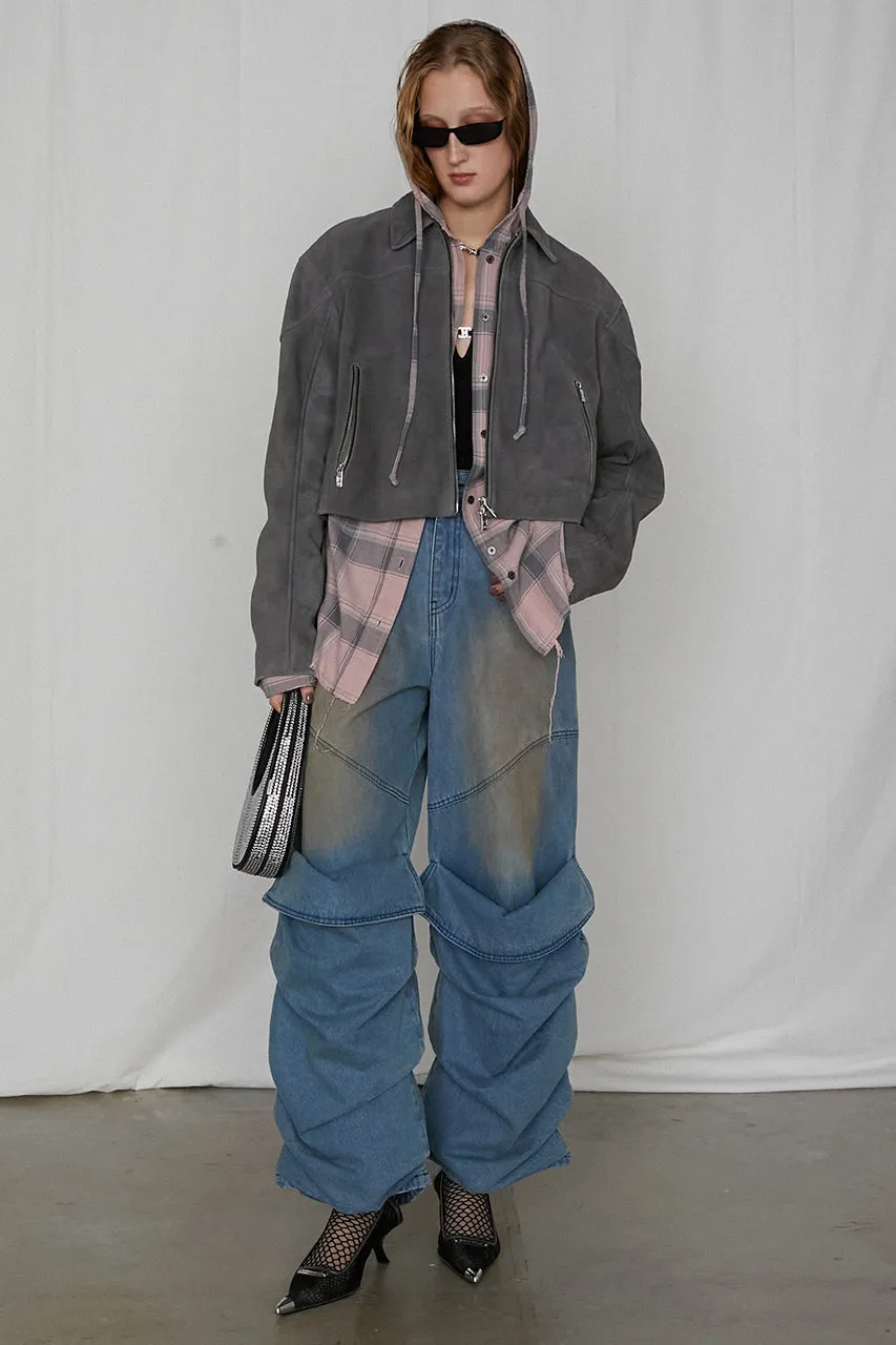 Suede Cropped Moto Jacket
