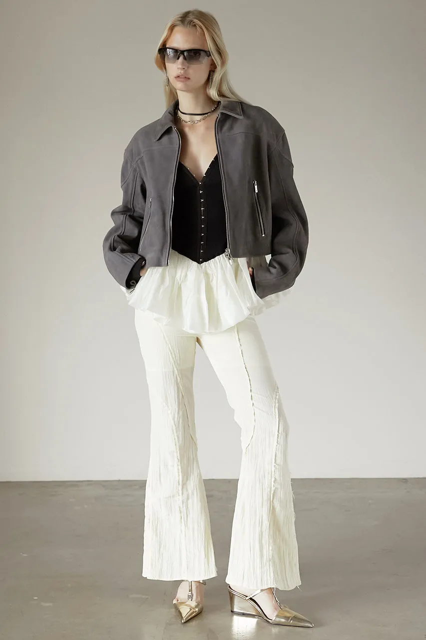 Suede Cropped Moto Jacket