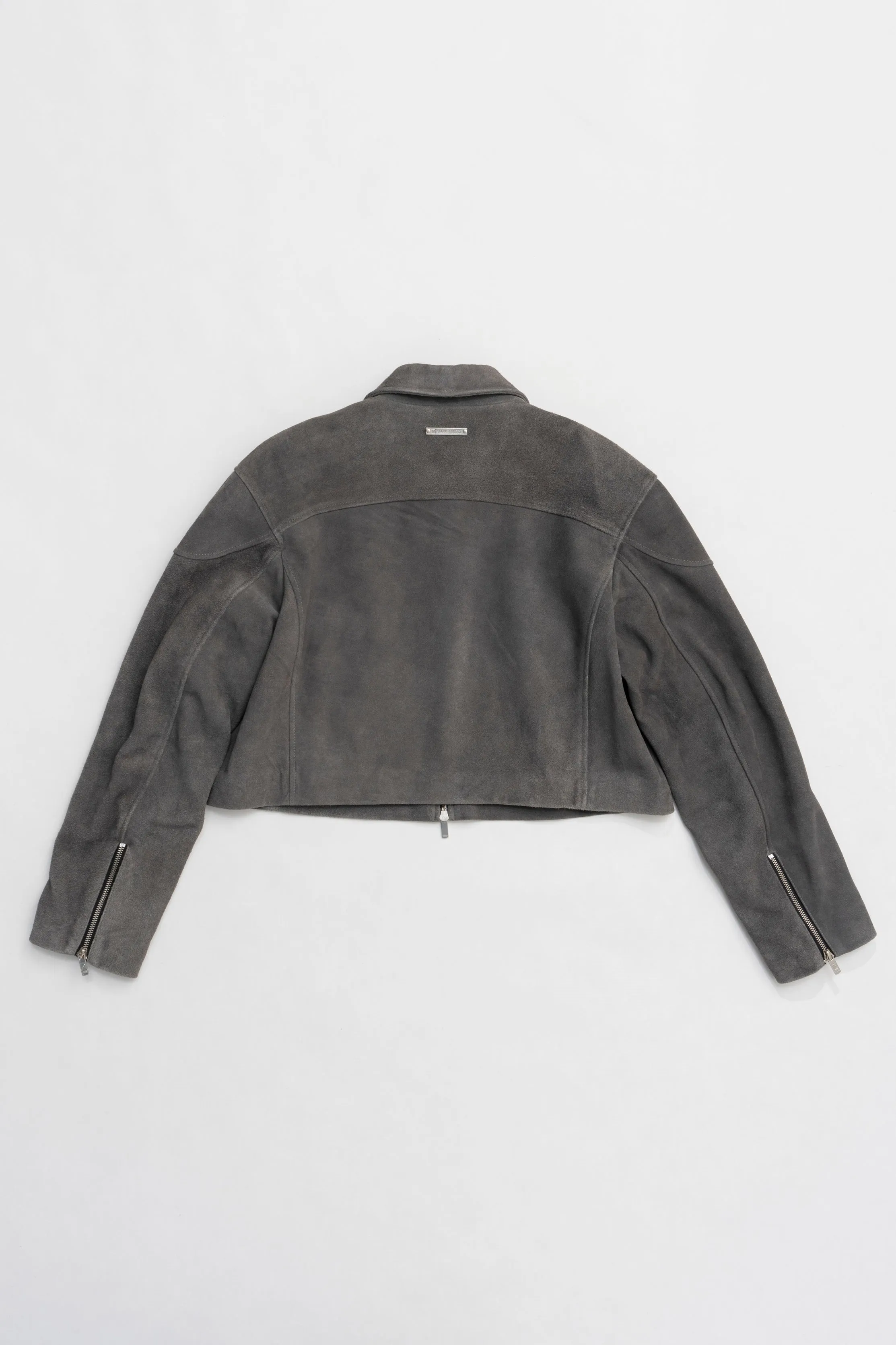 Suede Cropped Moto Jacket