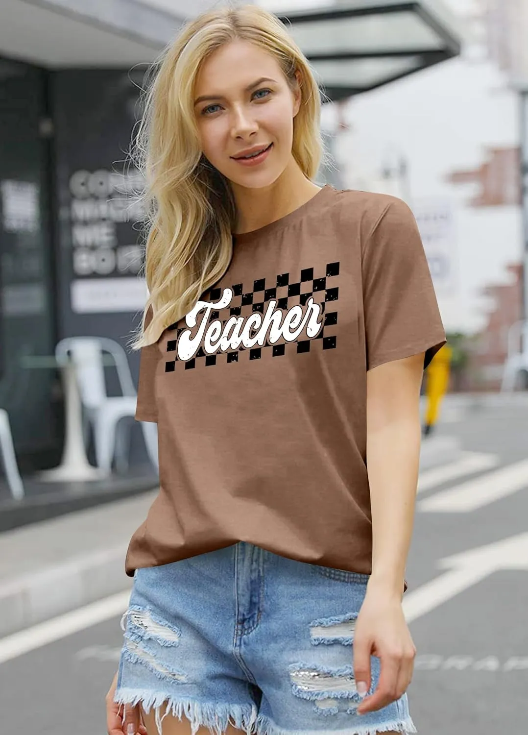 Teacher Shirts Women Vintage Teacher Graphic Tshirt Teacher Life T Shirt Kindergarten Teachers Tees Casual Tops