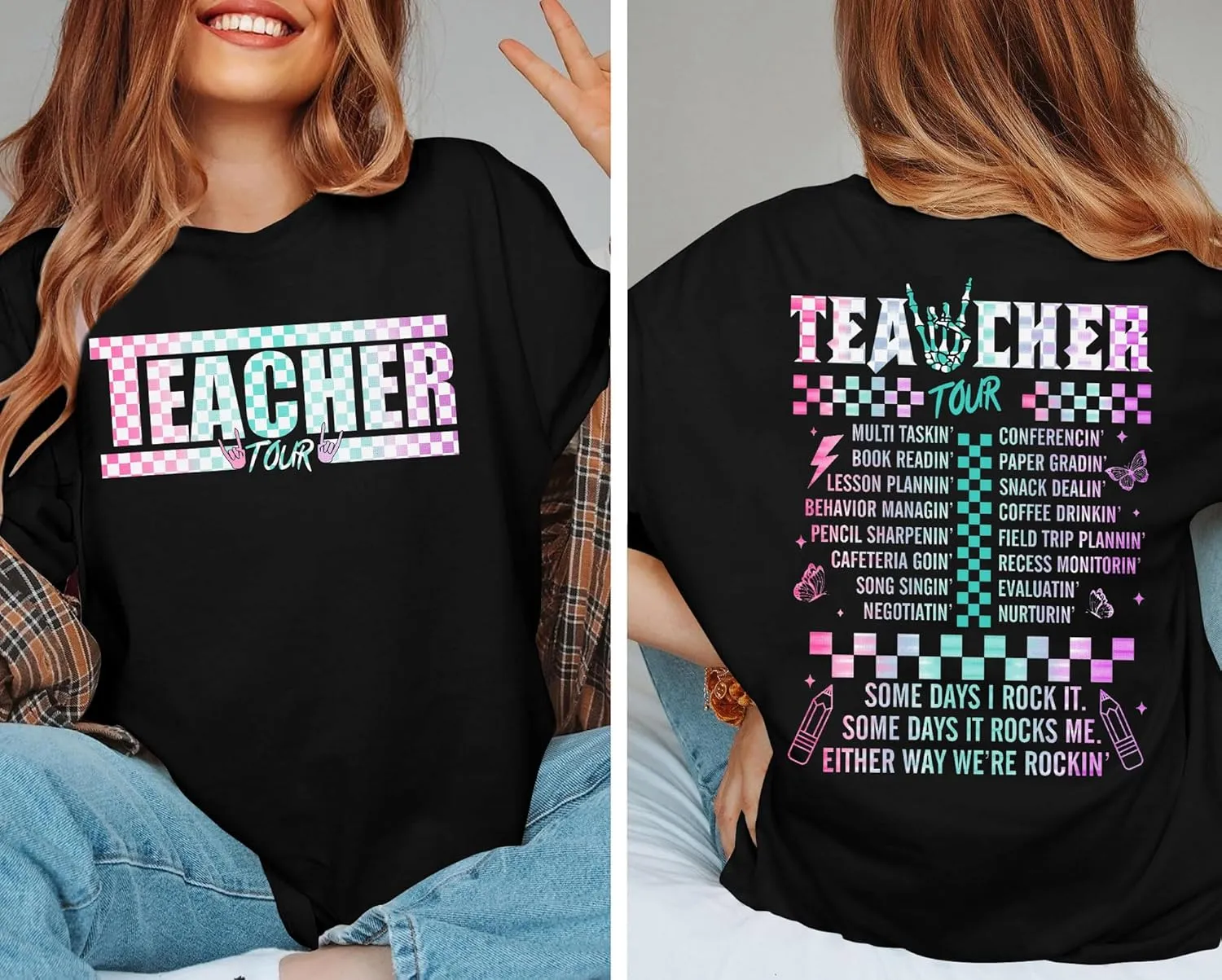 Teacher Shirts Women Vintage Teacher Graphic Tshirt Teacher Life T Shirt Kindergarten Teachers Tees Casual Tops