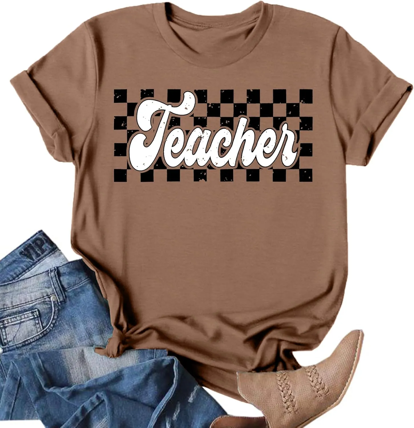 Teacher Shirts Women Vintage Teacher Graphic Tshirt Teacher Life T Shirt Kindergarten Teachers Tees Casual Tops