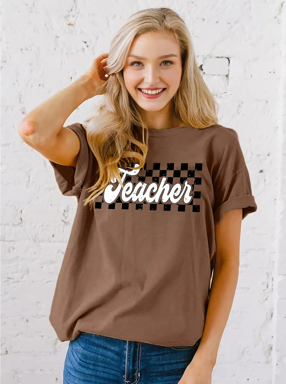 Teacher Shirts Women Vintage Teacher Graphic Tshirt Teacher Life T Shirt Kindergarten Teachers Tees Casual Tops