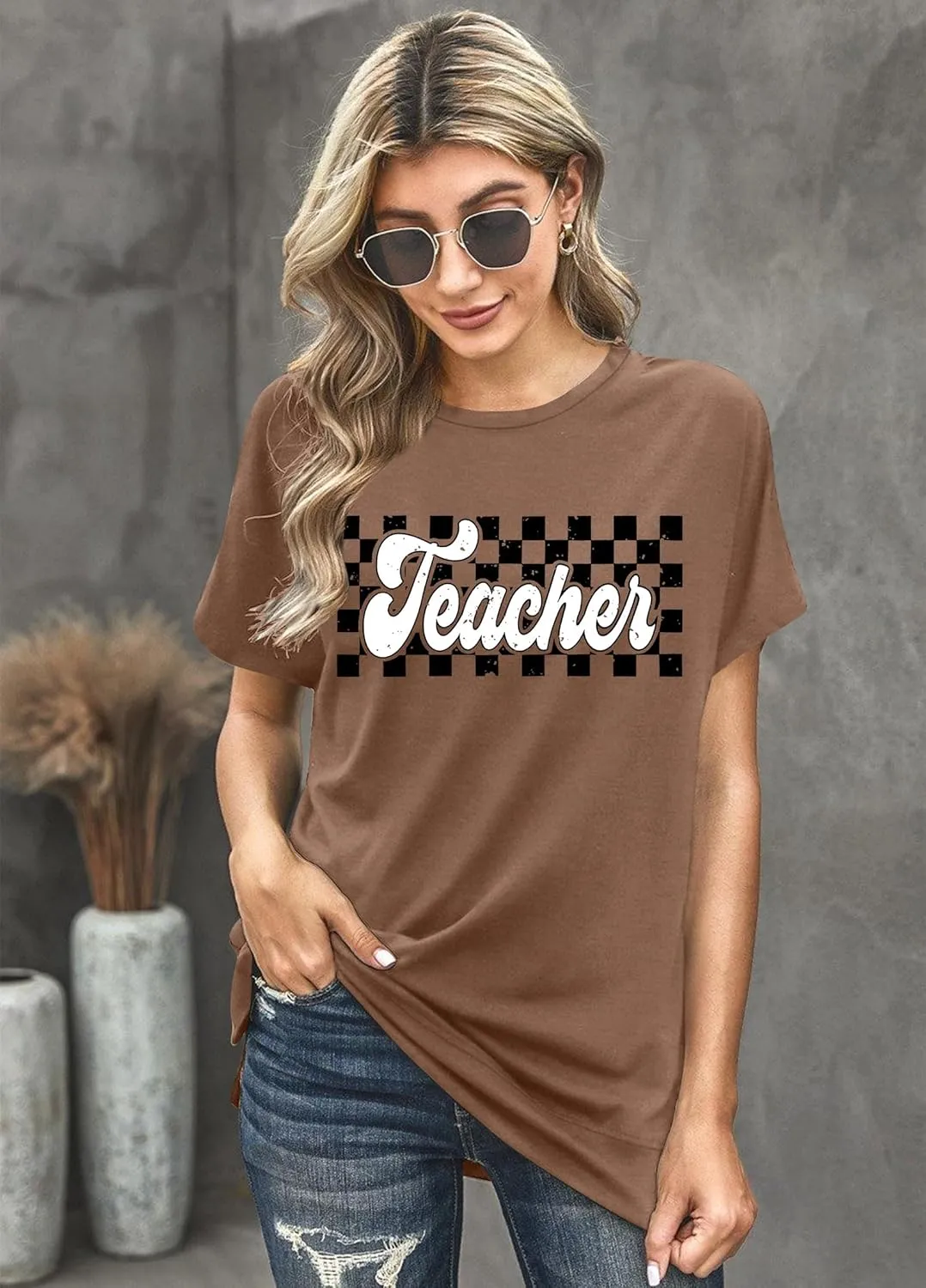 Teacher Shirts Women Vintage Teacher Graphic Tshirt Teacher Life T Shirt Kindergarten Teachers Tees Casual Tops