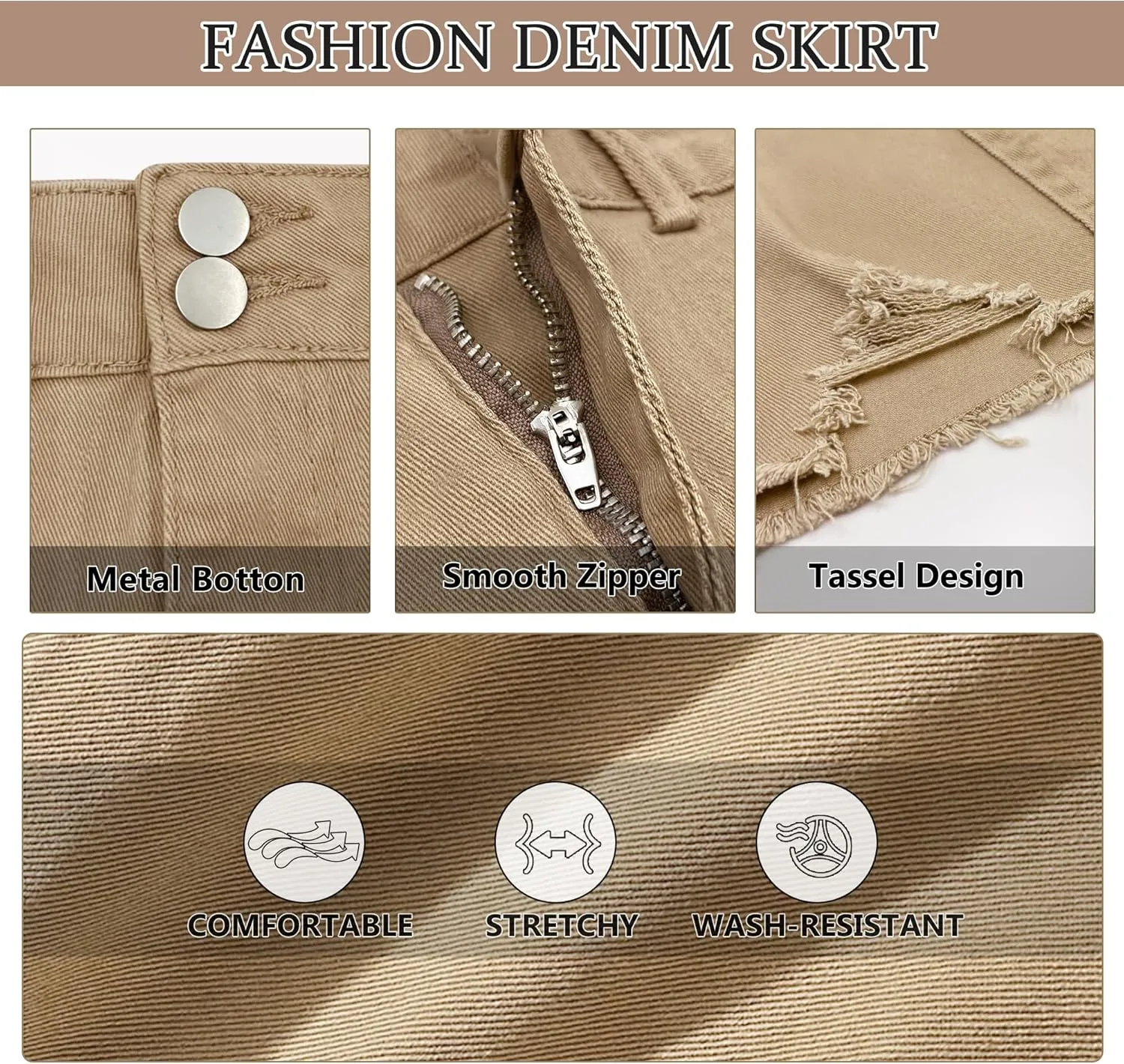 Womens Mini Cargo Denim Skirt Low Waist Jean Skirts Fringed Button Bodycon Y2K Short Skirt with Flap Pockets 2024